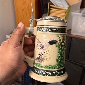 Budweiser Mallard Beer Stein with Green and Cream Accents